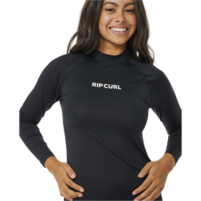 2024 Rip Curl Frauen Classic Surf Long Sleeve UPF Lycra Vest 17MWRV - Black